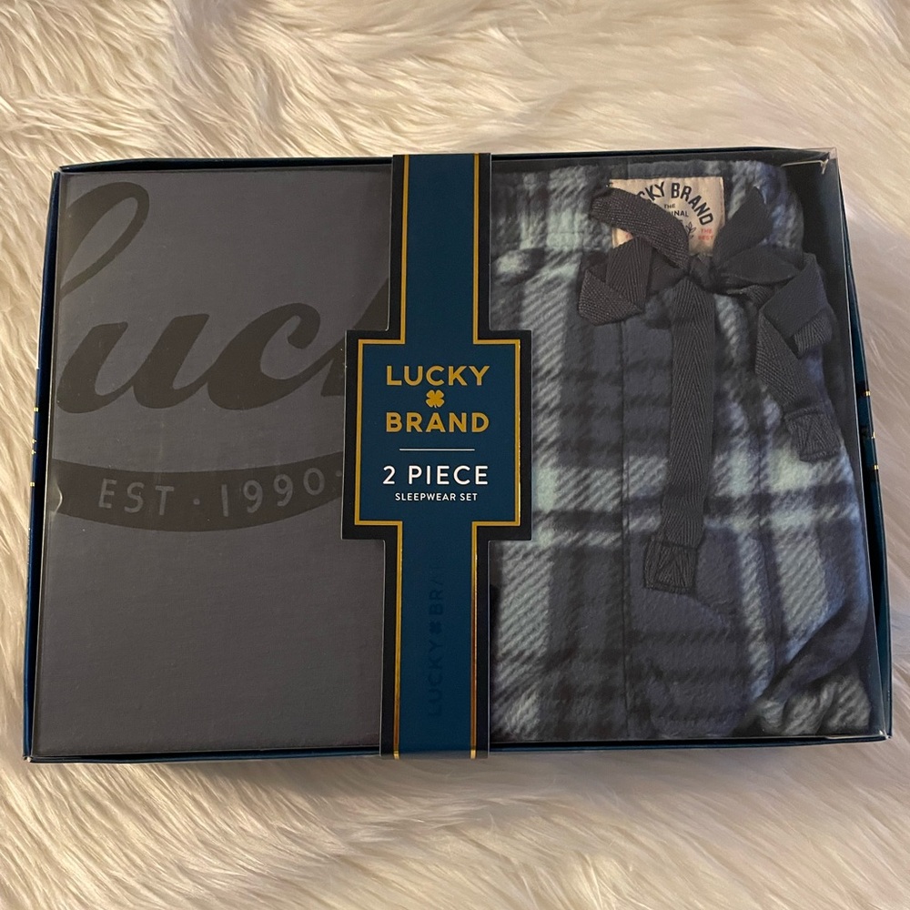Lucky Brand, PJs/Sleepwear, Set of 2, Long Sleeves, Fleece, Plaid, Blue, NWT